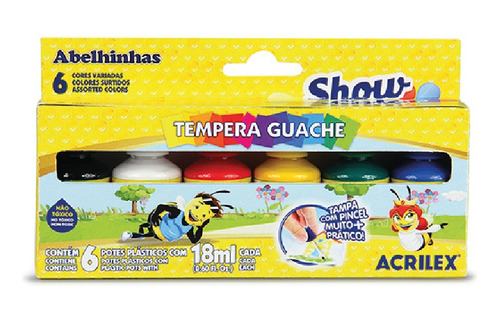 Tempera Guache Acrilex De 18 Ml X 6 Colores