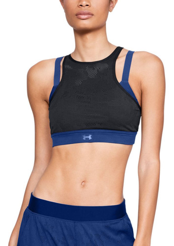 Top Esportivo Feminino Under Armour Balance Mesh Preto E Azu