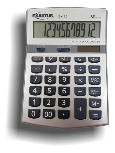 Calculadora Exaktus Ex-90 12 Digitos Plateada