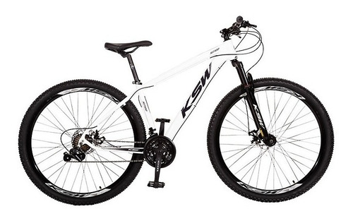 Mountain bike KSW XLT 100 2020 aro 29 17" 21v freios de disco mecânico câmbios Shimano Tourney RD-TZ31-A GS 6/7V ARDTZ31GSD y Index cor branco/preto