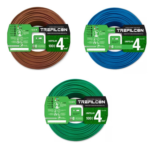 Cable 4mm Unipolar Trefilcon Pack De 3 Rollos X 100mts C/u