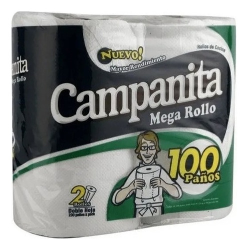 Rollo Cocina Papel Campanita Meg X2 100 Paños Pack X 4