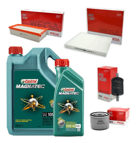 Kit 4 Filtros + 5l Aceite Castrol 10w40 Duster Oroch 2.0