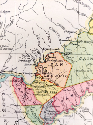 Antiguo Mapa Color 1926 Misiones Ferrocarriles Plano (Usado)