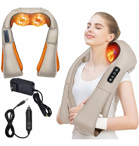 Masajeador Shiatsu De Cuello Portátil Con 8 Cabezales de Masaje Integrados Masajeador de Hombros Cuello Eléctrico 3 Niveles de Velocidad Dirección Ajustable Relajación Con Calor en Oficina Casa,Neck M