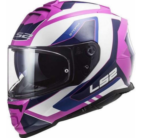 Casco Ls2 Storm Techy Blanco Rosa