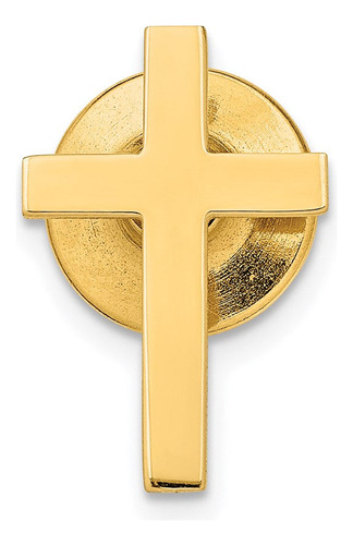 Tie Tac Cross En Oro Amarillo Pulido De 14 Quilates, 0,4 G,