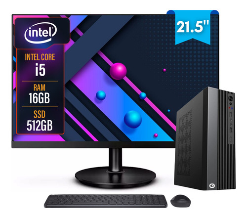 Computador Completo 2Eletro Slim Intel Core i5 16Gb Ram Ssd 512Gb Bivolt Monitor 21.5" Full Hd Cd2e-0123sl