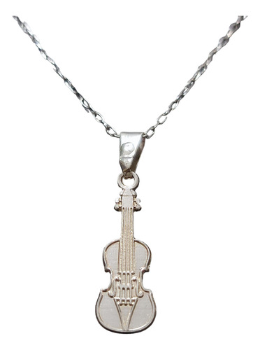 Cadena Collar Violin Mujer Niños Plata 925 + Caja Regalo