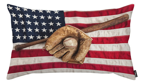 Funda De Almohada Béisbol Vintage Bandera Americana King 20x