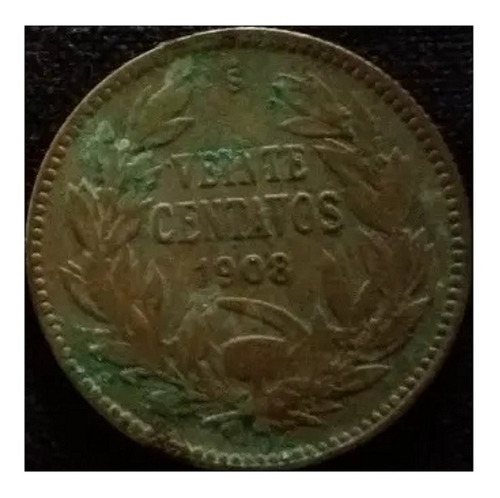 Chile 20 Centavos Plata 1908