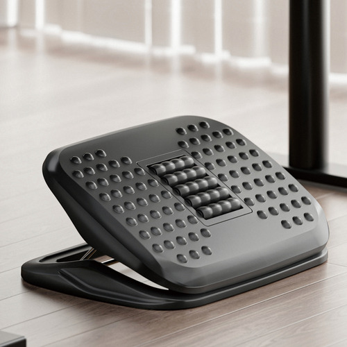 FOH Reposapiés Gaming Oficina Ergonómico Ajustable con Rodillos de Masaje Súper Cómodo Oficina JBA-003 Color Negro