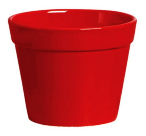 Vaso Cachepot De Cerâmica Borda Redonda Vermelho 9x7cm