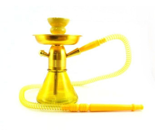 Narguilé Petit Md Hookah, Inox, Mangueira Lavável. Amarelo.