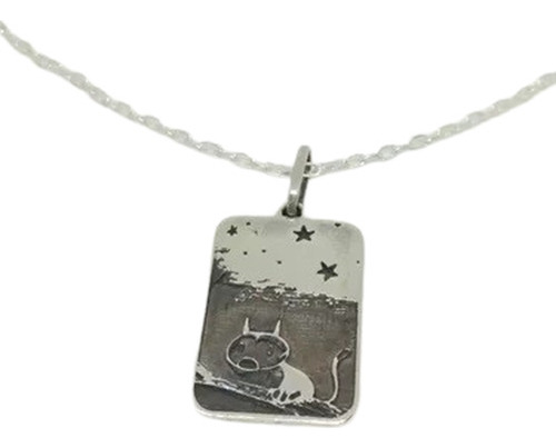 Dije Gato Fellini Por Liniers Plata 925 + Cadena Para Rega 