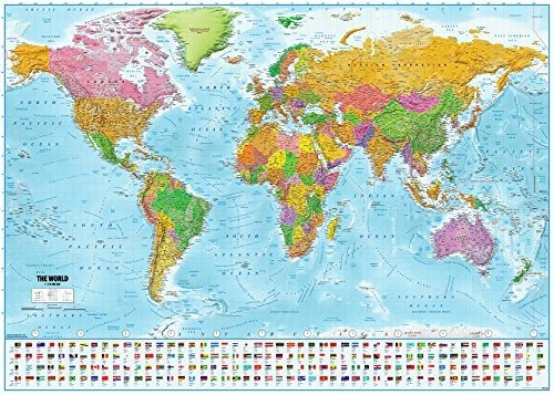 Mapa Del Mundo De Primer Plano Con Banderas Xxl Poster - 202