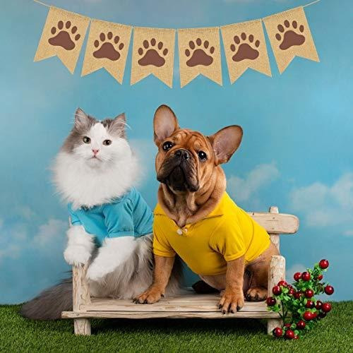 Rainlemon Yute Arpillera Puppy Paw Banner Rústico Perro Niño