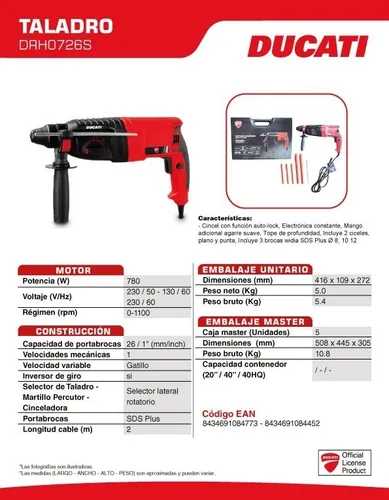 Taladro Percutor Ducati Drh 0726h