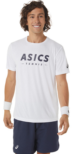 Polo Asics Court Tennis Graphic Tee White Hombre