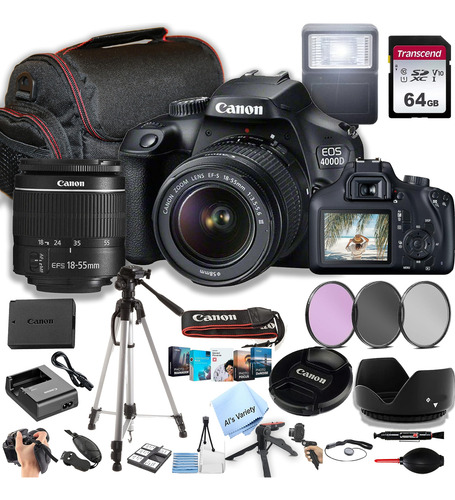 Câmera Dslr Canon Eos 4000d/rebel T100 Com Lente 18-55 Mm 64