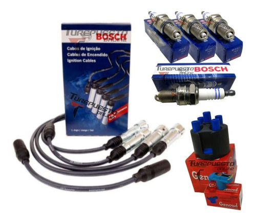 Kit Cables + Bujias Bosch 1e + Tapa Rotor Vw Gol 1.6 Con Gnc