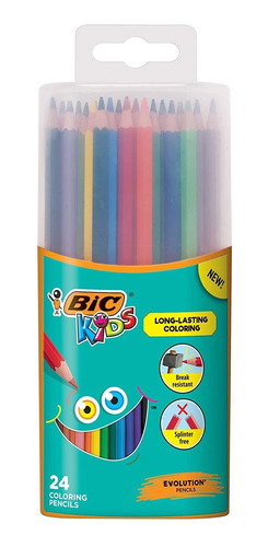 24 Lapices De Colores Surtidos Sin Astillas Bic Kids