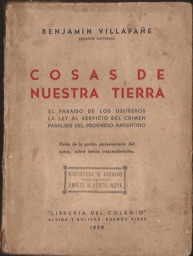 Villafañe Benjamín Cosas De Nuestra Tierra 1939