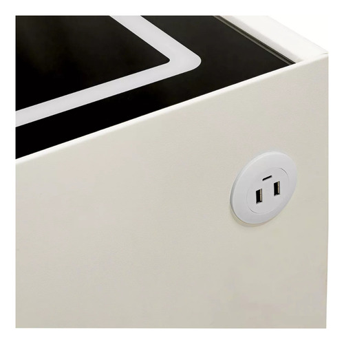 Mesa De Noche Buro Inteligente Carga Inalambrica Bocina Led Color Blanco