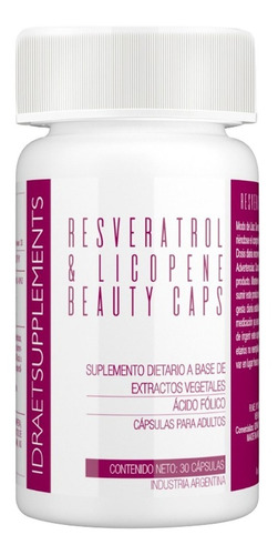 Beauty Caps Resveratrol Y Licopene Folico Idraet 30 Capsulas