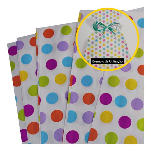 Sacos Para Presente Embrulho 25x35 Estampado Bolas Com 50