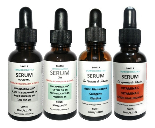 4 Serum Rutina Facial Vitamina C, Niacinamida, Ácido Hialuro