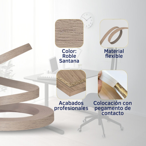 Cubre Canto Pvc .45 Roble Santana 22 Mm X 50mts***