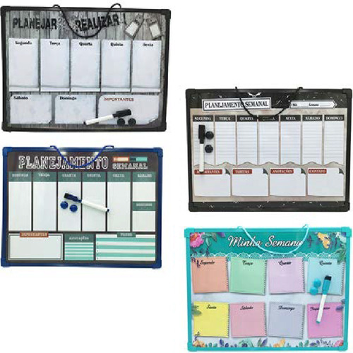 Quadro Branco Lousa Magnética Planner Caneta Apagador 40x30