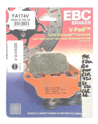 Pastillas Freno Trasero V Strom Dl 650 Ebc Fa174v