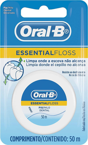 Kit 3 Fio Dental Oral-b Essential Floss Encerado 50 Metros