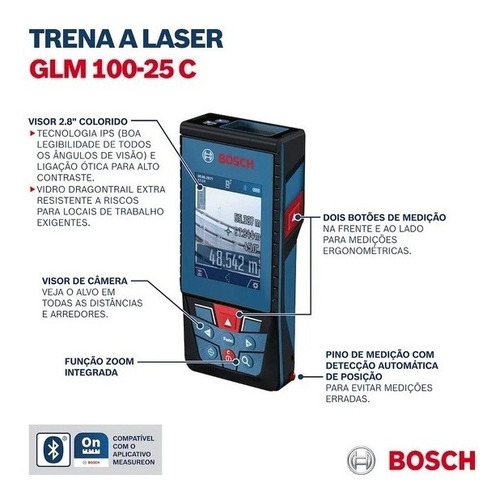 Medidor A Laser Glm 100-25 C Professional Bosch 0601072y00