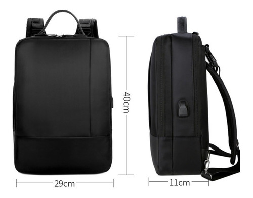 Imagen 2 de 8 de Mochila Portafolio Urbano Usb Porta Notebook Con Correa