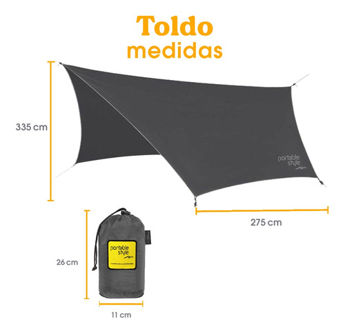 Toldo Teto Camping Portátil Para Rede - Portable Style Cor Cinza