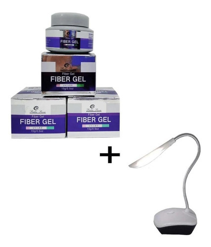 Kit 3 Gel Construtor Fiber Bella Rosa Para Unhas + Luminária Cor Clear