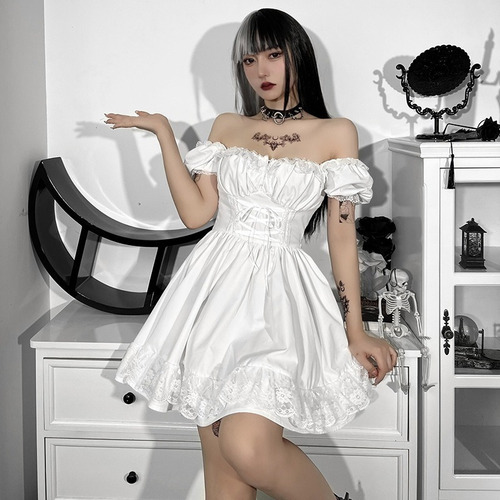 New.. Minivestido Con Cordones Con Corsé Lolita Gótico