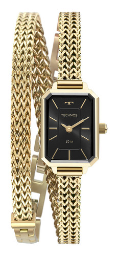 Relógio Technos Feminino Mini Dourado - 5y20ix/1p Cor do fundo Preto