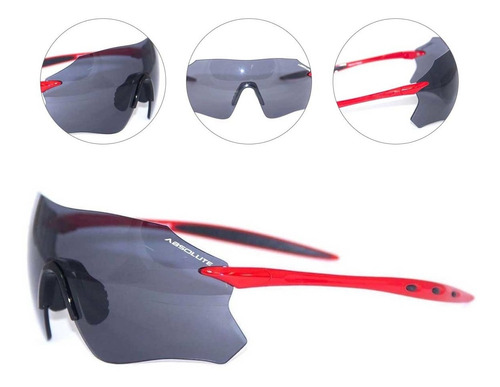 Oculos Para Ciclismo Absolute Prime Sl Vermelho Lente Fume