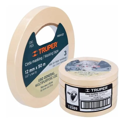 Cinta Masking Tape 1/2 X 50m Truper 12589