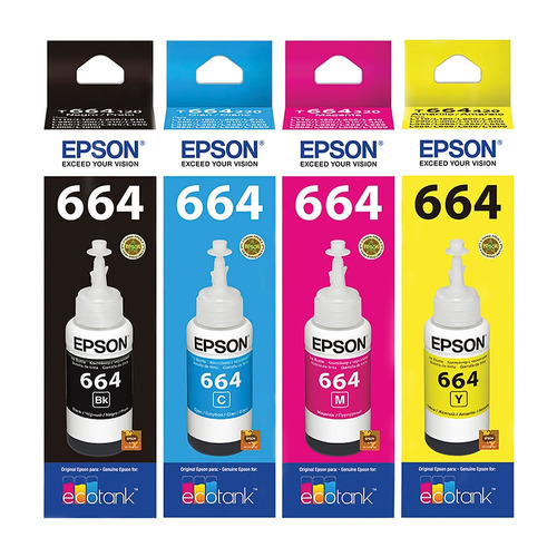 Tinta Epson 664 Original Botella 70 Ml Pack 4 Colores