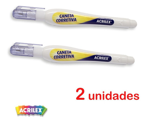 Kit 2 Canetas Corretivas Branquinho Papel Escritório Acrilex