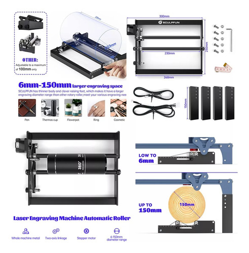 Sculpfun S30 Pro Max 20w Gravador A Laser E Rolo E Câmera
