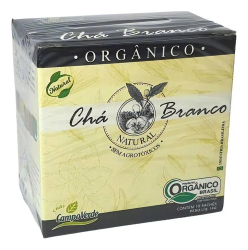 Chá Branco Orgânico Das Folhas Campo Verde 10 Sachês 16 Gr