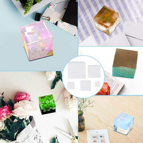 . 5 Peças De Moldes De Silicone De Cubo De Caixa De Resina