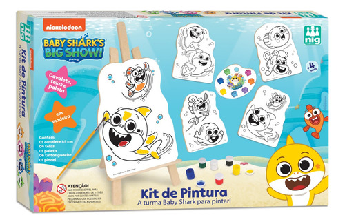 Kit Pintura Infantil Baby Shark Com Cavalete Nig 0746