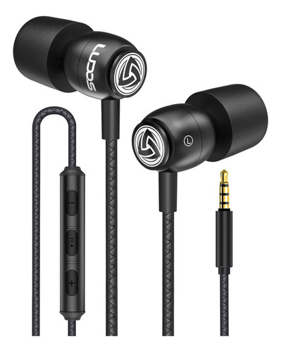 Audífonos Con Cable Ludos + Microfono + Volumen Negro